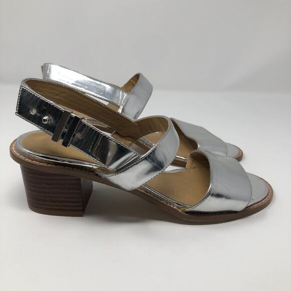 ASOS Silver Metallic Heel Sandals Block Heel Size 5 - Picture 6 of 10